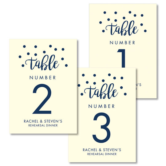 Confetti Dots Table Number Cards